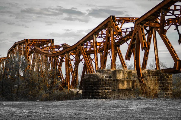 Restos Del Puente Ferroviario Sobre Río Enguri Shamgona Samegrelo Zemo —  Fotos de Stock
