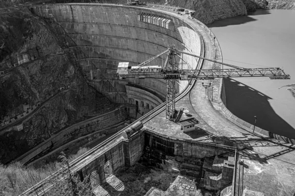 Barragem Hidrelétrica Enguri Rio Enguri Samegrelo Zemo Svaneti Geórgia Momento — Fotografia de Stock