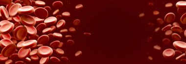 Alyuvarları tasvir eden 3D tıbbi çizim. Yatay afiş resim biçimi. 