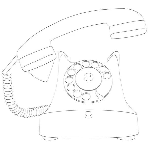 Contorno o silueta de un viejo teléfono vintage con auricular — Vector de stock