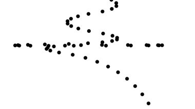 Beyaz arka planda dağınık siyah noktalar. Soyut tek renkli şekiller.