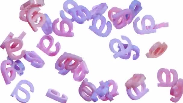 Messed Letters Floating White Background Levitation Rendered Shapes — Stock Video