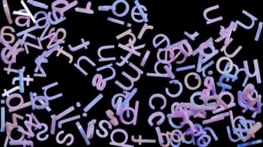 Düşen ve boş arka planda zıplayan alfabe harfleri. 30 fps - Alpha Channel - Prores 4444.