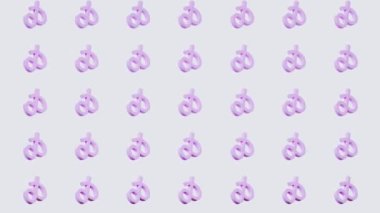 3D şekilli dönüşler. Minimum hareket tasarımı. İlkel nesnelerin animasyonu döngüye giriyor. Katı arkaplanda yüzen dekoratif harf deseni. 