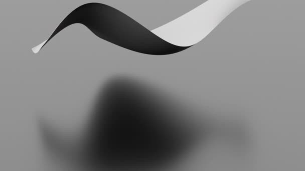 Curved Metallic Surface Animation Rendered Wavy Shape Casting Shadow Solid — Stock Video