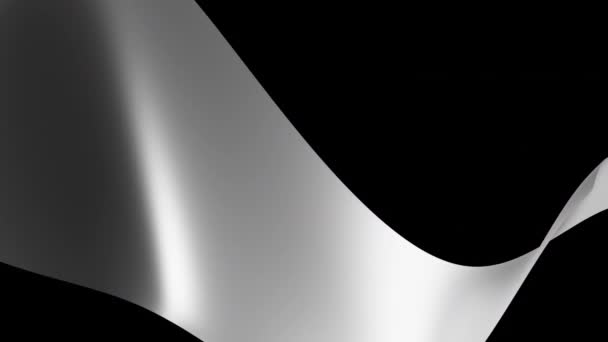 Анимация Изогнутой Металлической Поверхности Made Wavy Shape Solid Black Background — стоковое видео