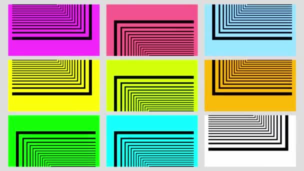 Colorful Tiles Animated Line Pattern Random Rectangular Shapes Motion — Stock Video