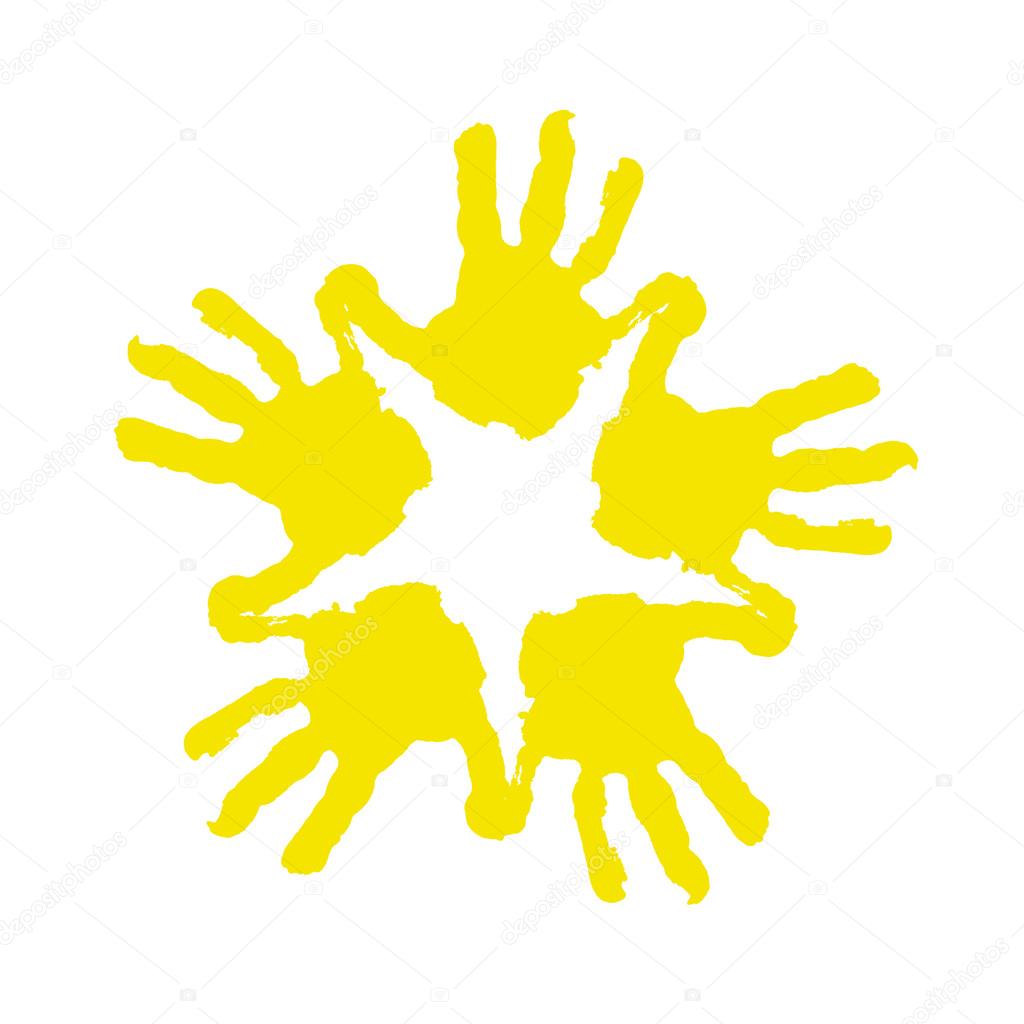 Hand prints isolated on white background