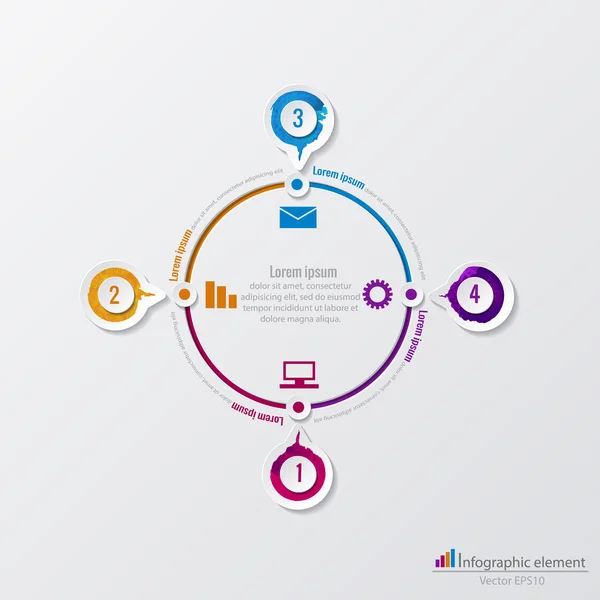 Modelo de infográfico vetorial. Pode ser usado para layout de fluxo de trabalho, diagrama, linha do tempo, opções de passo de negócios . — Vetor de Stock