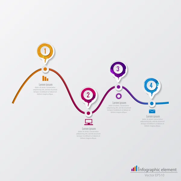 Modelo de infográfico vetorial. Pode ser usado para layout de fluxo de trabalho, diagrama, linha do tempo, opções de passo de negócios . — Vetor de Stock