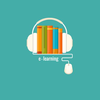 Online learning, distance education concept. Vector flat illustration clipart