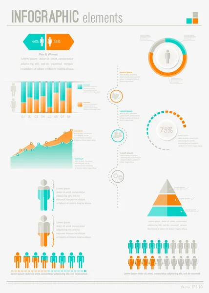 Set elements of infographics. Can be used for work flow layout,presentation, diagram, graph, timeline, chart, business step options. Vector illustration EPS10 — Stok Vektör