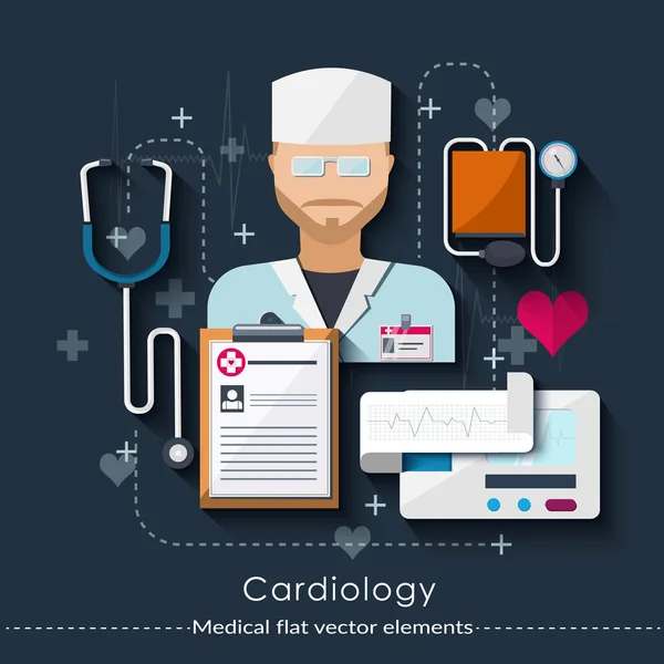 Chalardiologia definido em estilo plano. Cuidados de saúde e conceito médico. Ilustração vetorial — Vetor de Stock