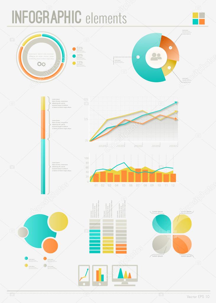 Set elements of infographics. Can be used for work flow layout,presentation, diagram, graph, timeline, chart, business step options. Vector illustration EPS10