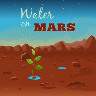 Water on Mars. Vector illustration