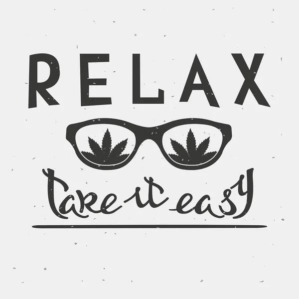 RELAX. TAKE IT EASY. Reggae music concept. Hand drawn typography poster. Vintage vector illustration. — 图库矢量图片