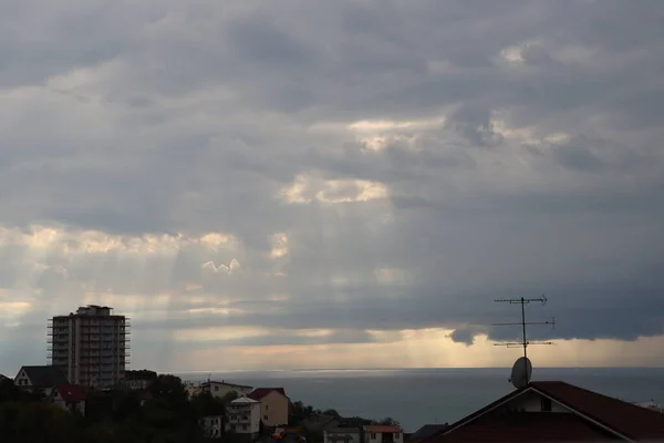 Puesta Sol Sobre Ciudad —  Fotos de Stock