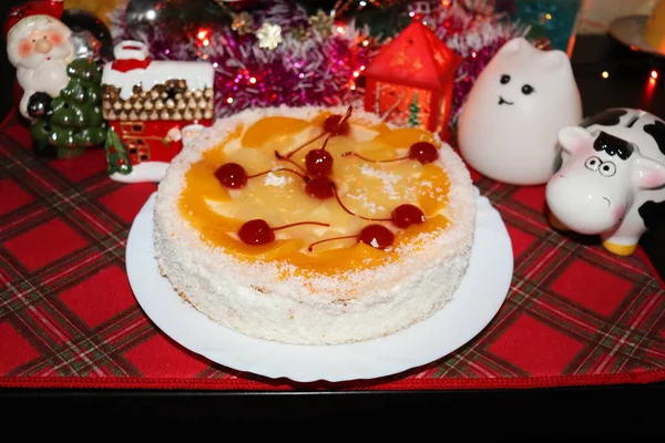 Torta Natale Con Bacche — Foto Stock