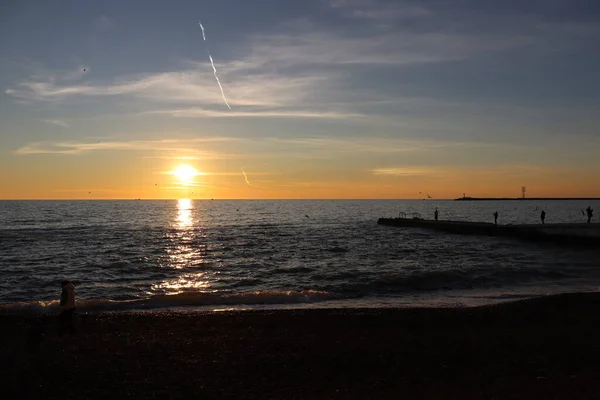 Solnedgång Över Havet — Stockfoto