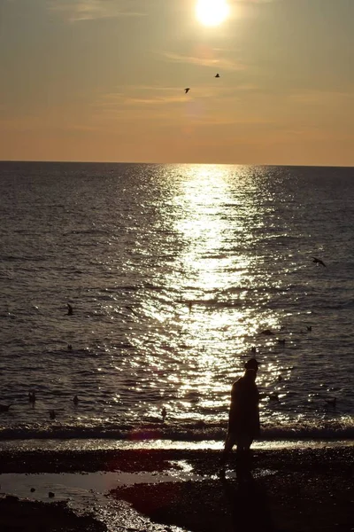 Pôr Sol Sobre Mar — Fotografia de Stock