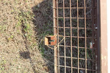 Parktaki eski metal kafes kapısı.