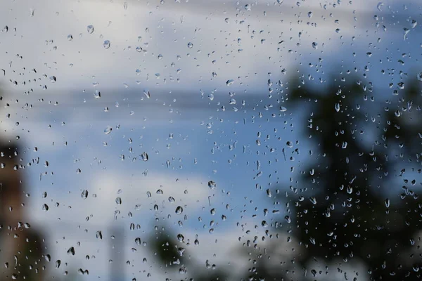 Σταγόνες Βροχής Στο Παράθυρο — Φωτογραφία Αρχείου