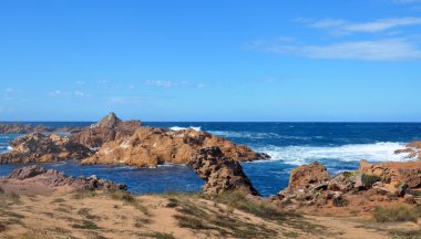 Menorca Island beach - Balear adaya İspanya inanılmaz yolculuk güzel görünümü
