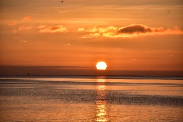 Coucher Soleil Coloré Sur Mer Baltique — Photo