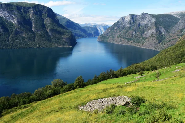 Vue Panoramique Sur Lac Dans Vallée Des Montagnes Norvège — Photo