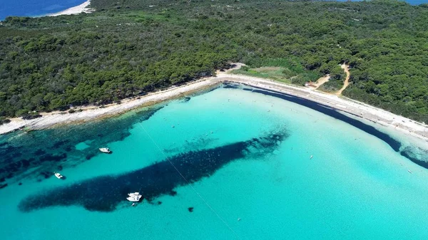 Vista Aérea Hermosa Playa Sakarun Isla Dugi Otok Croacia —  Fotos de Stock