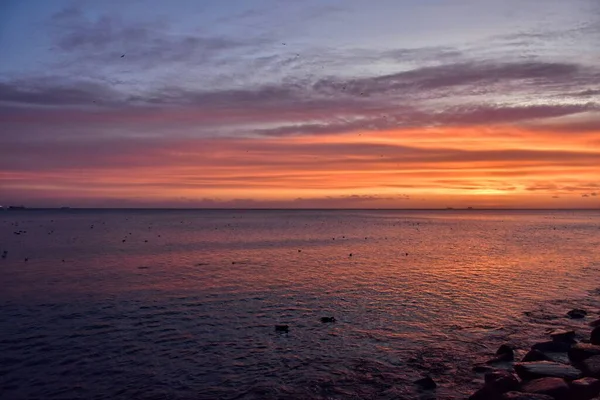 Coucher Soleil Coloré Sur Mer Baltique — Photo