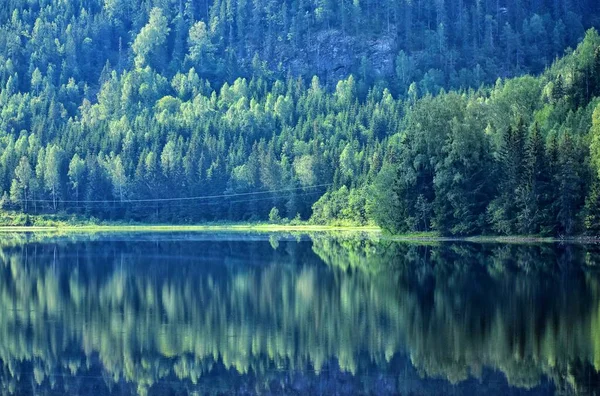 Malowniczy Widok Jezioro Dolinie Gór Norwegii — Zdjęcie stockowe