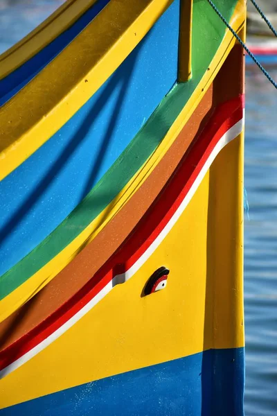 Vista Cerca Coloridos Barcos Pesca Malteses —  Fotos de Stock