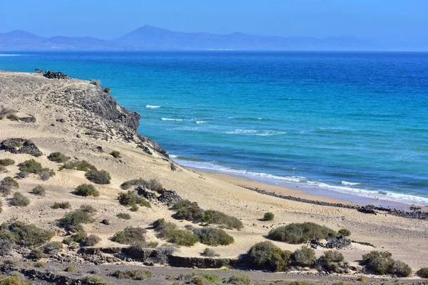 Widok Piękną Plażę Sotavento Wyspa Fuerteventura — Zdjęcie stockowe