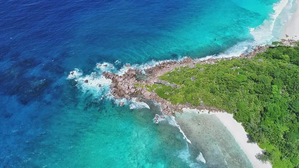 Vista Para Bela Praia Coco Anse Ilha Digue Seychelles — Fotografia de Stock