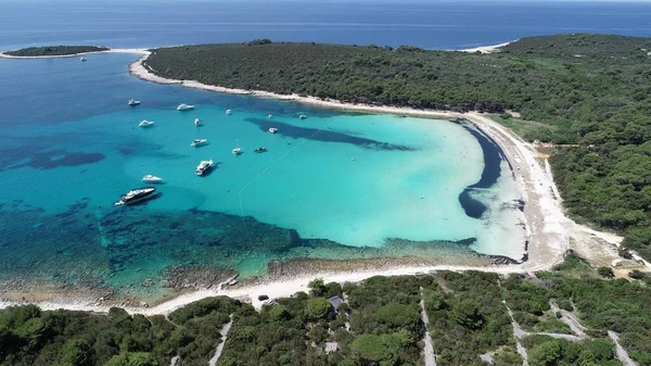 Vista Aérea Hermosa Playa Sakarun Isla Dugi Otok Croacia —  Fotos de Stock