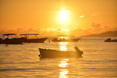 Praslin adasında gün doğumu