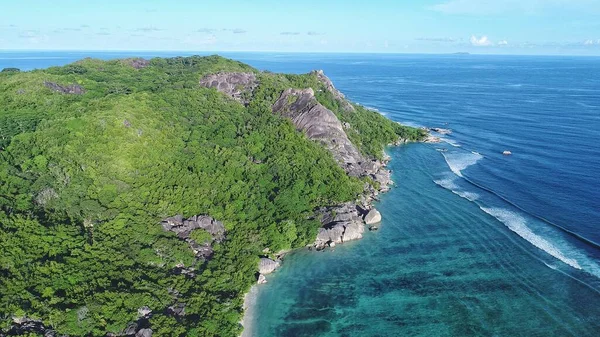 Bela Praia Rochosa Tropical Anse Fonte Dargent Digue Island Seychelles — Fotografia de Stock