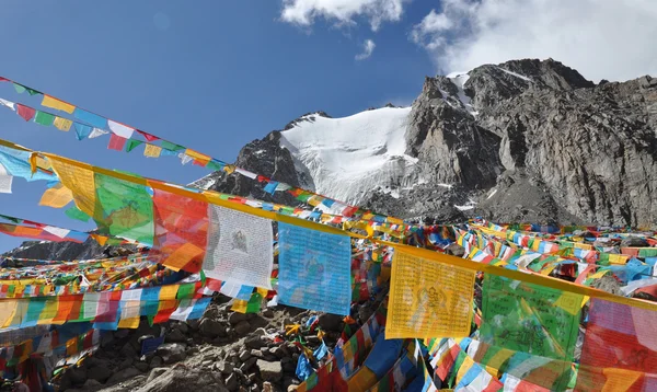 Banderas de mantra de oraciones tibetanas —  Fotos de Stock