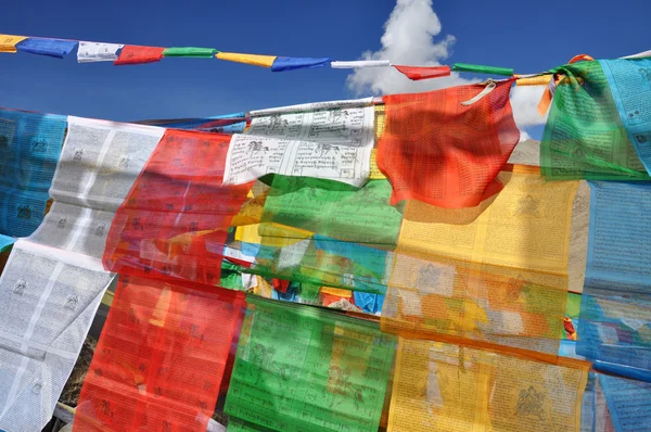 Drapeaux mantra prières tibétaines — Photo