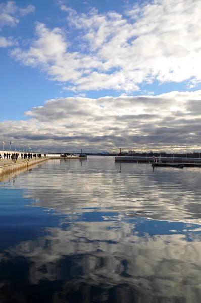 Amazing cloudy sky reflection in the Baltic sea in Sopot, Poland in november — Stock Photo, Image