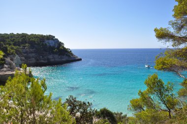 Menorca Balear adaya lagün güzel manzara