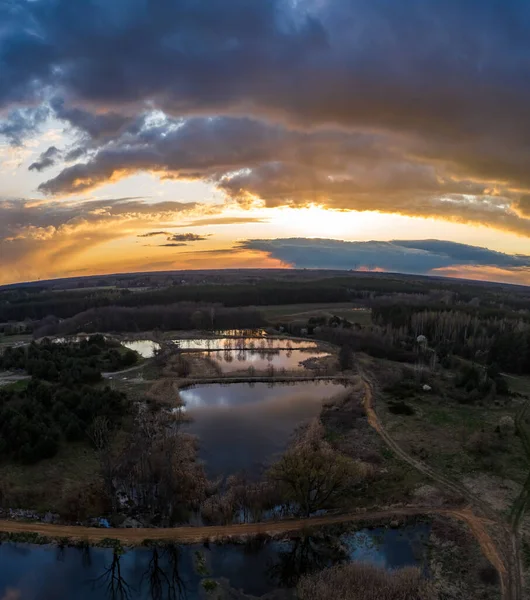 Pôr Sol Nas Lagoas Petrykozy — Fotografia de Stock