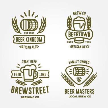 Bira logosu tasarım öğeleri seti