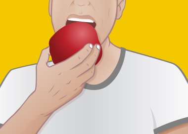 genç adam yeme Kırmızı elma