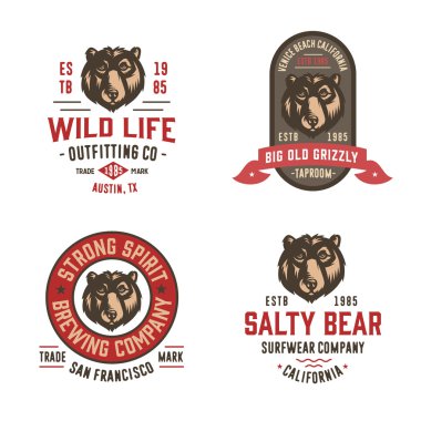 Vintage Bear amblemleri seti 