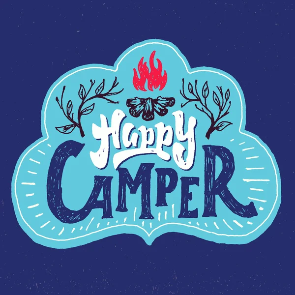 Glücklich Camper Schriftzug Abzeichen — Stockvektor