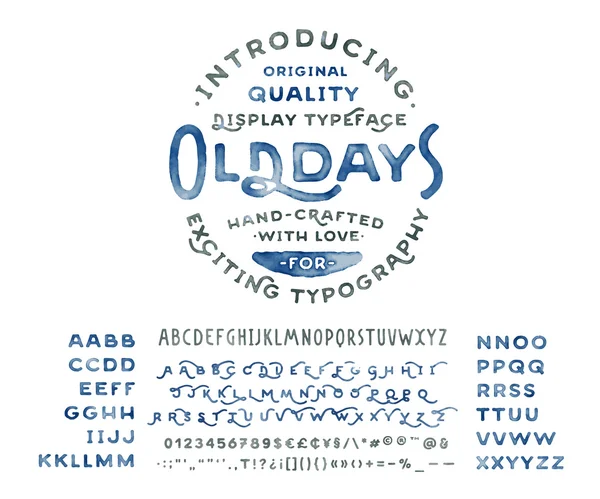 Vintage Watercolor typeface 'Old Days' — Stock Vector