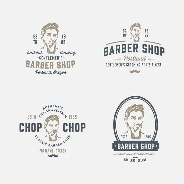 Conjunto de emblemas retro barbearia vintage — Vetor de Stock