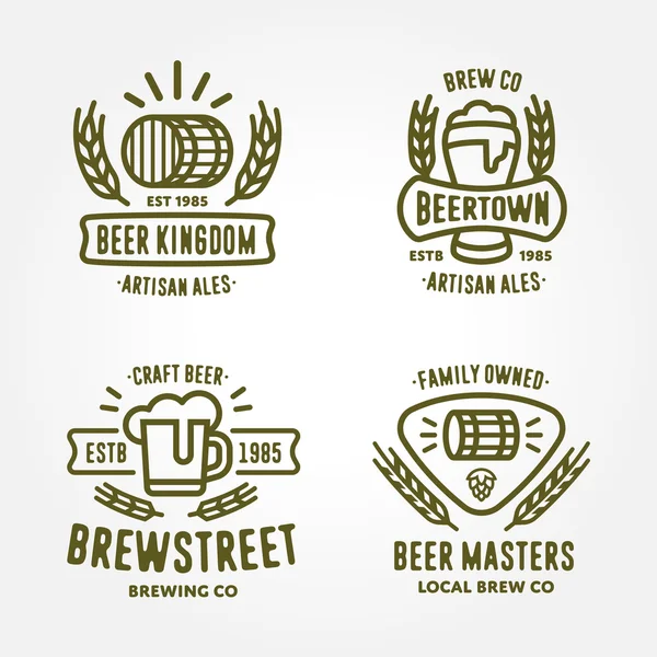 Conjunto de elementos de diseño del logotipo de cerveza — Archivo Imágenes Vectoriales